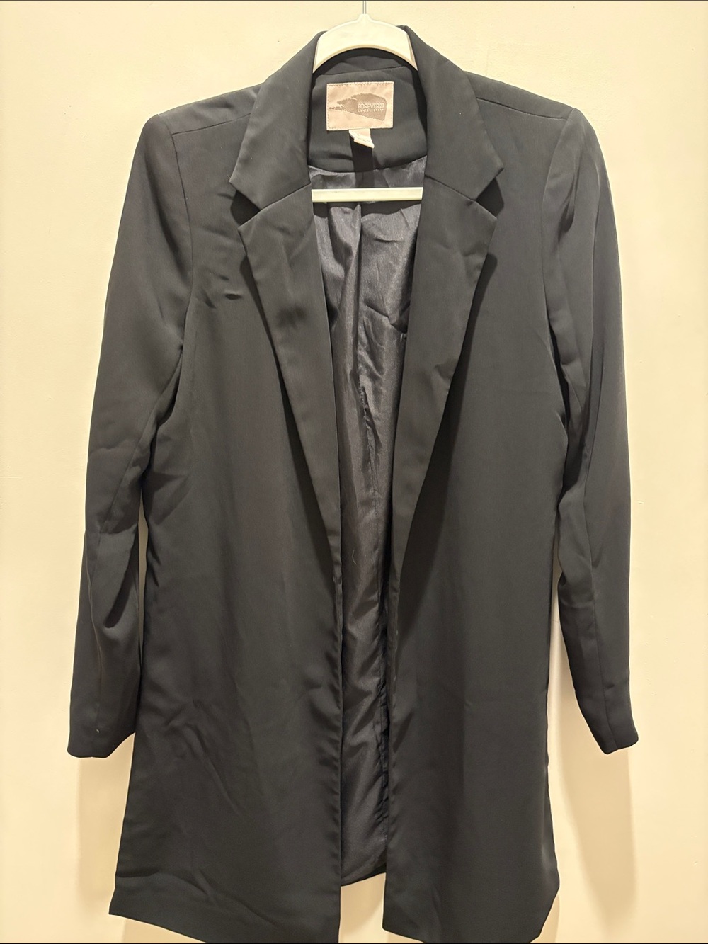 Forever 21 Black Long Open-Front Blazer
